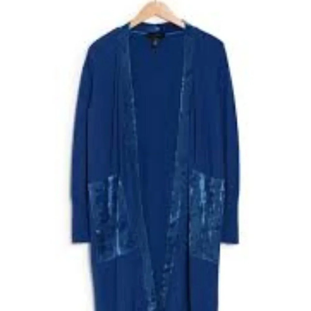 H HALSTON Long Cardigan In Indigo. Sz: XL
